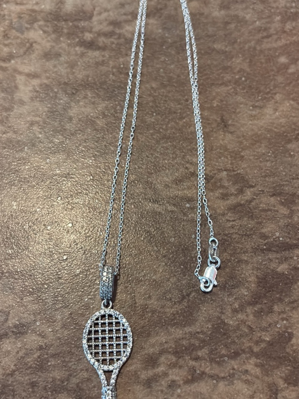 Sterling Silver 925 stamped Tennis Racket Pendant - AAACZ's stones